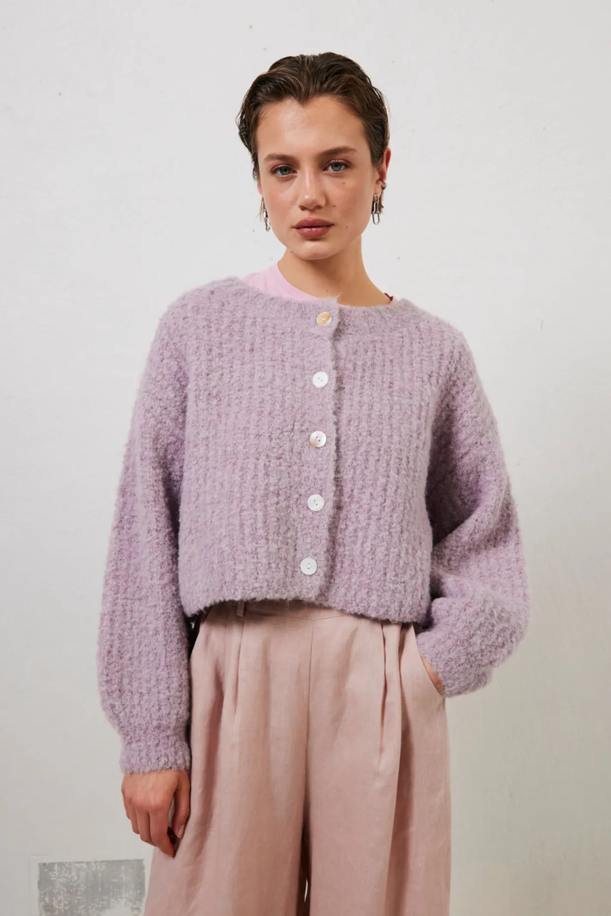 Elsie Knit Cardigan Lilac