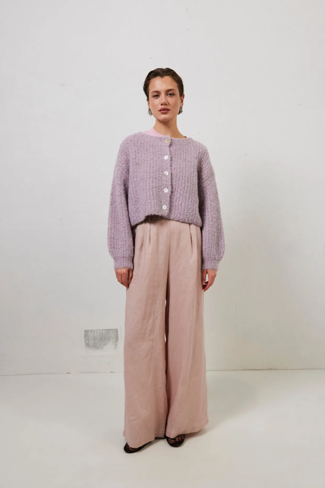 Elsie Knit Cardigan Lilac