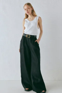 Energy Flows Linen Pants Black