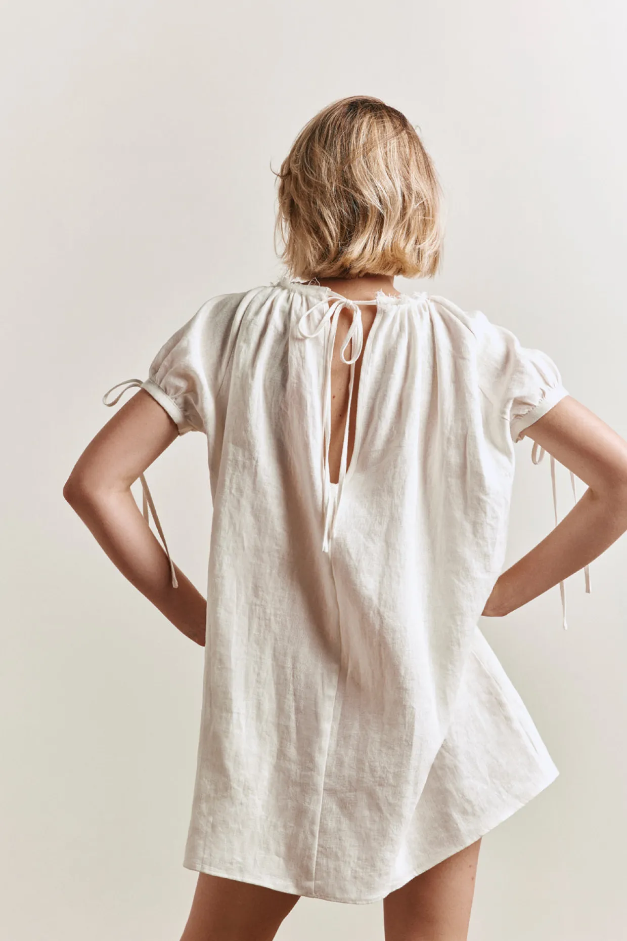 Evelyn Linen Mini Dress White