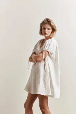 Evelyn Linen Mini Dress White