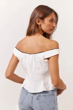 Fia Linen Top White
