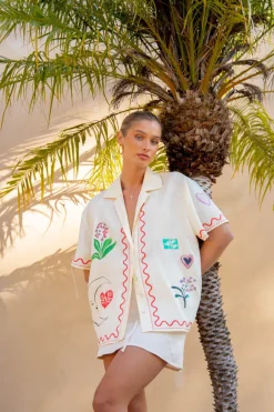 Flora On Film Linen Shirt Cream