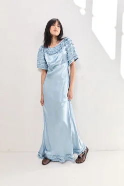 Freja Satin Maxi Dress Sky