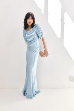 Freja Satin Maxi Dress Sky