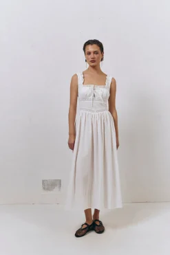French Silhouette Midi Dress White