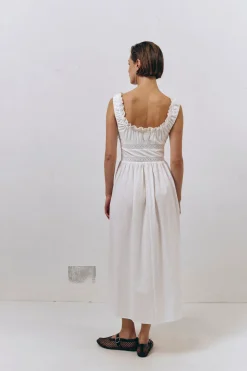 French Silhouette Midi Dress White