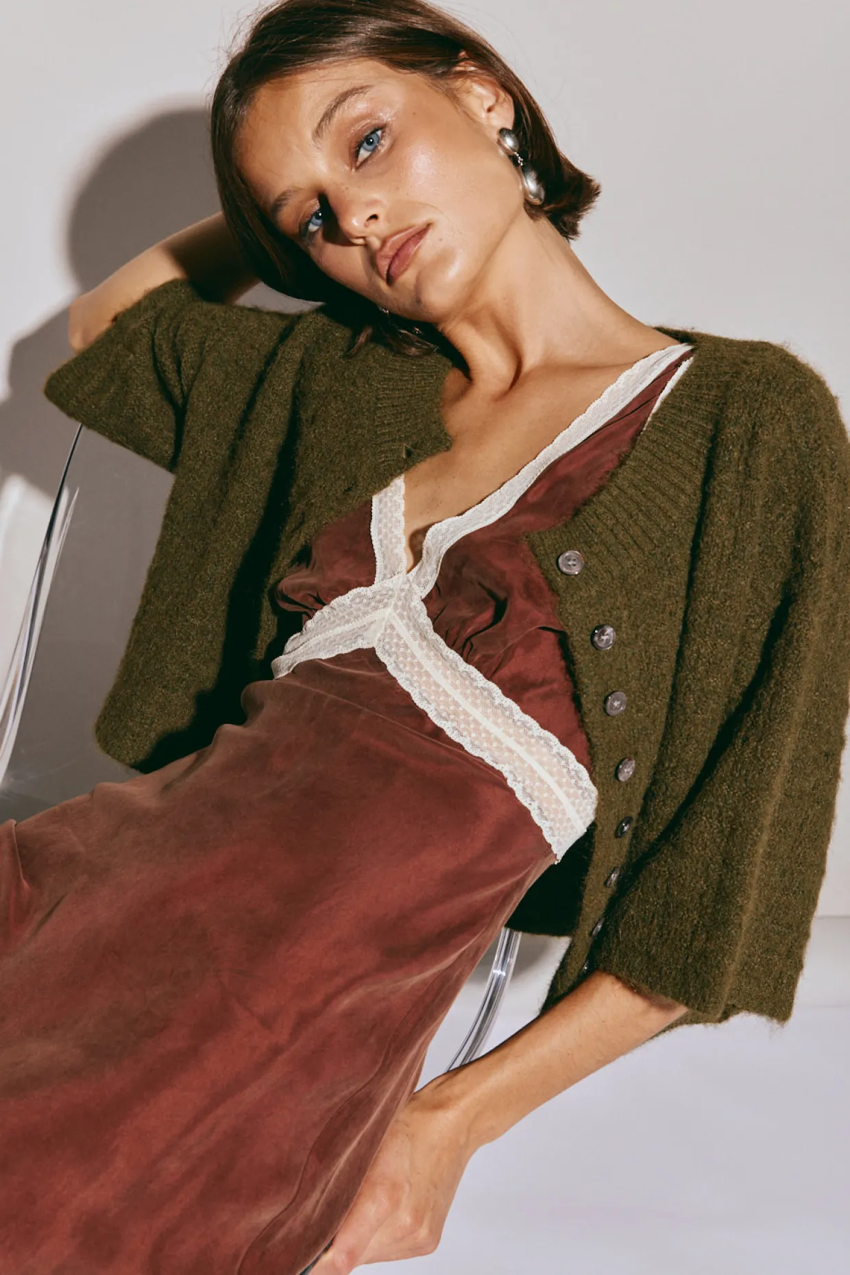 Hailey Knit Cardigan Khaki