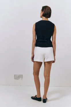 Italian Streets Linen Vest Black