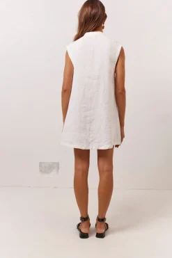 Jean Linen Mini Dress White