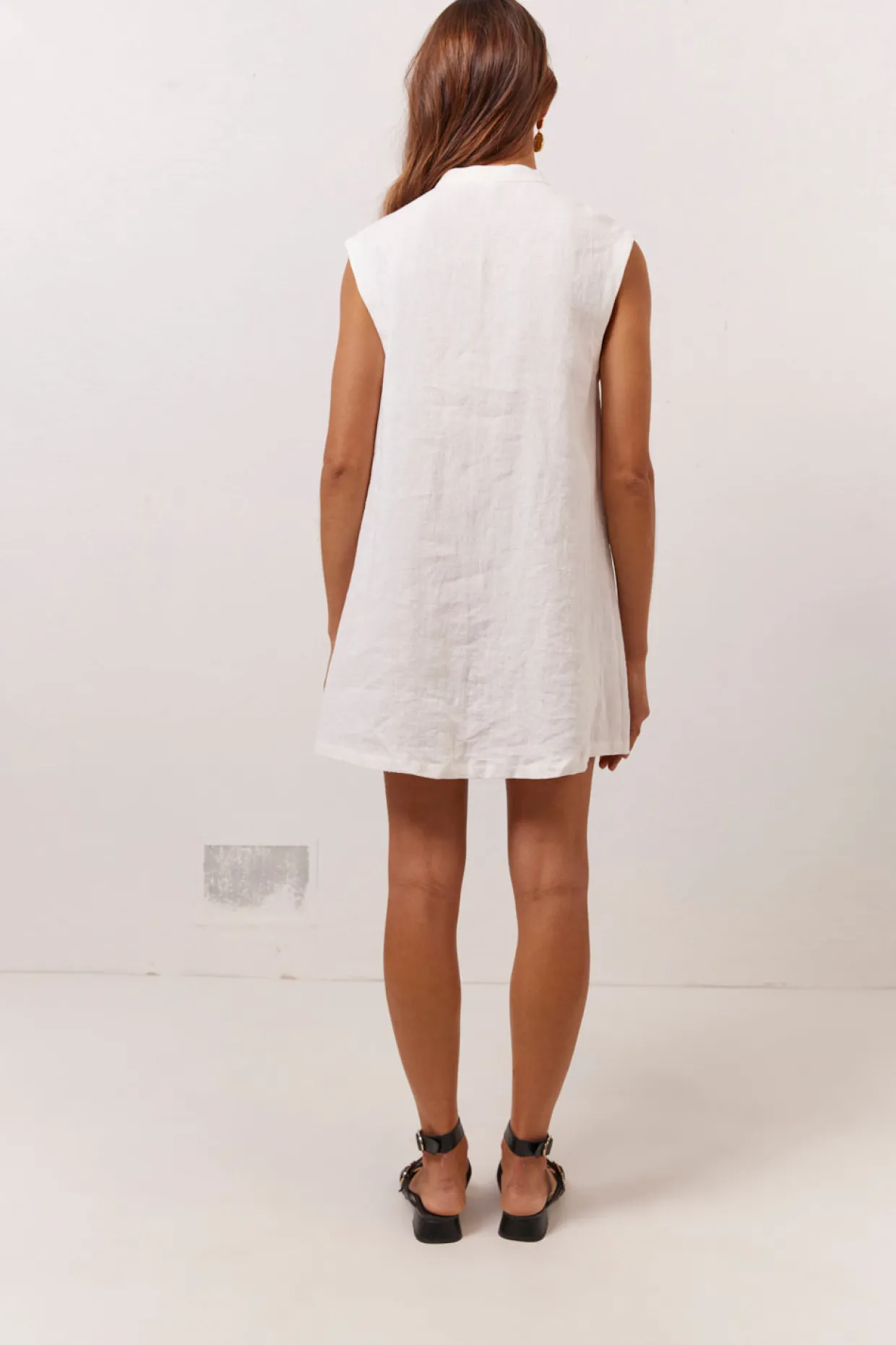 Jean Linen Mini Dress White