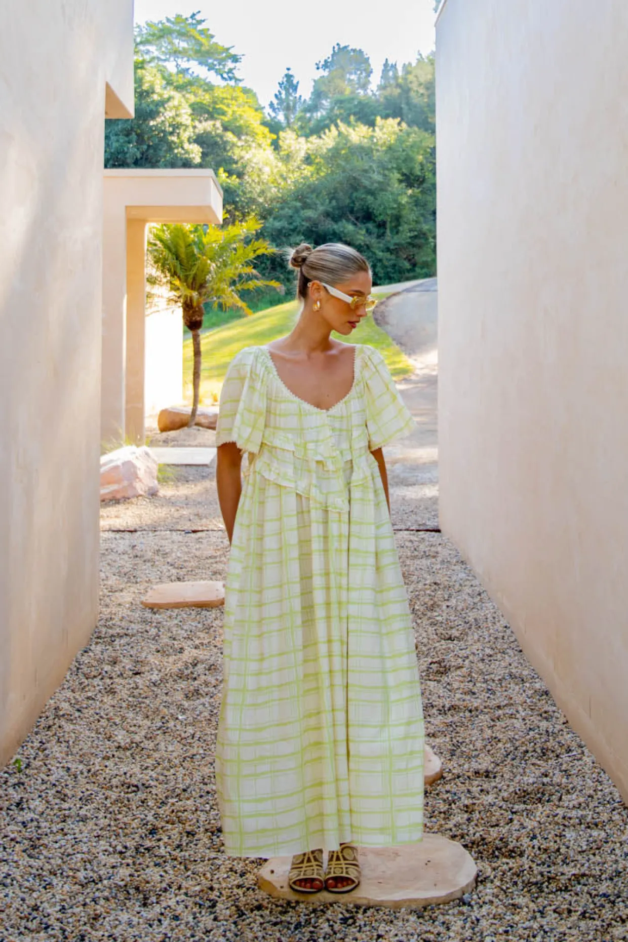 La Prairie Smock Midi Dress Check