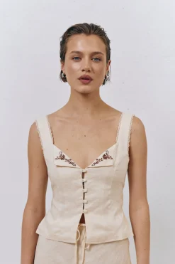 Loretta Linen Top Natural