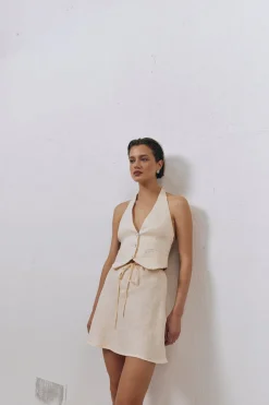 Los Cabos Linen Vest Cream