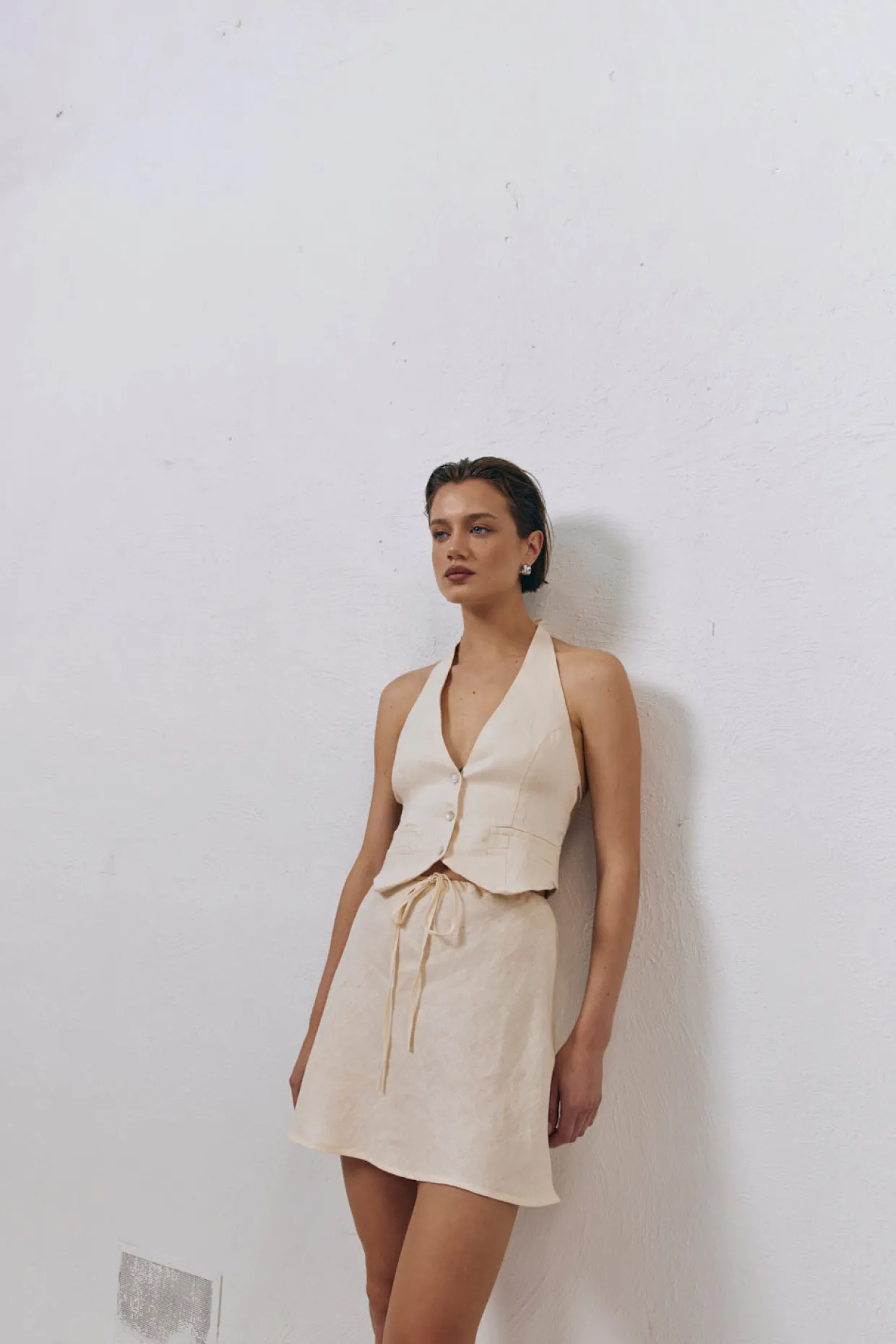 Los Cabos Linen Vest Cream