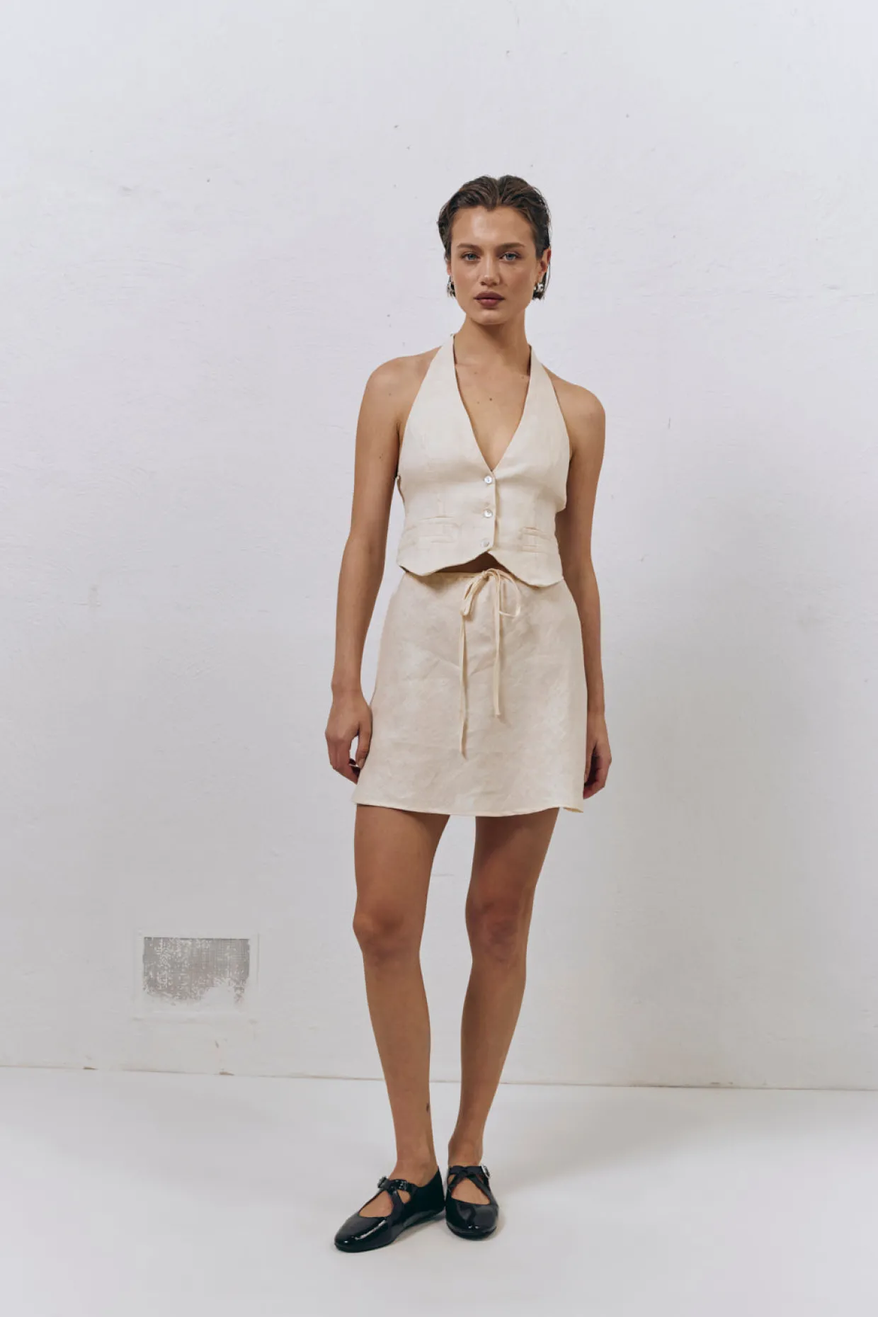 Los Cabos Linen Vest Cream