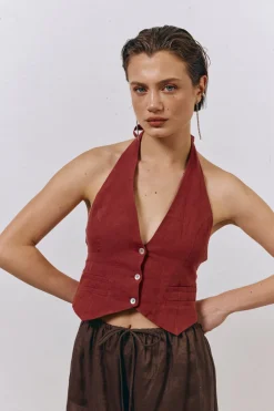 Los Cabos Linen Vest Wine