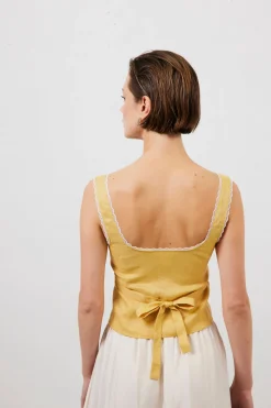 Love Language Linen Button Front Top Yellow