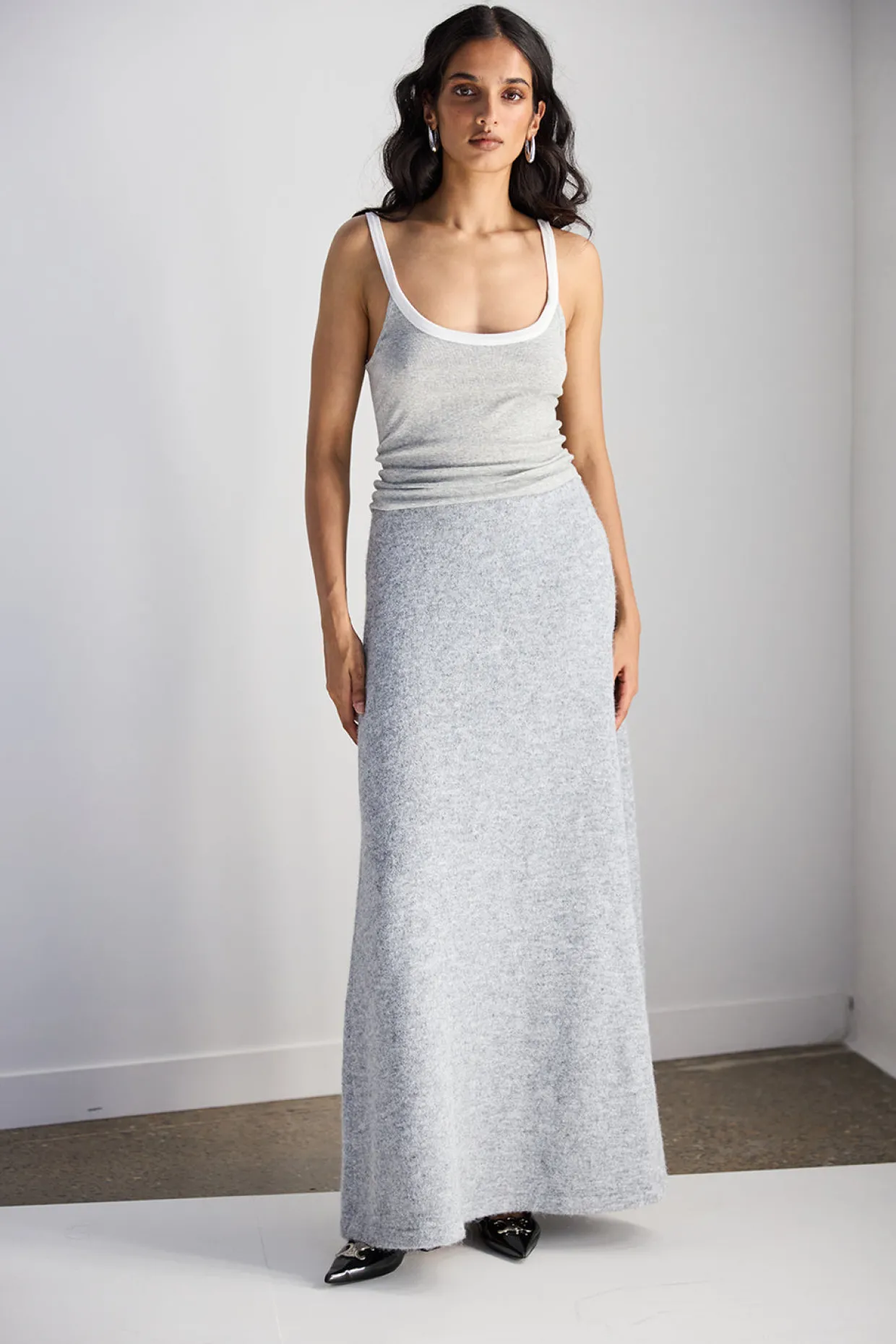 Lya Knit Maxi Skirt Grey Marle