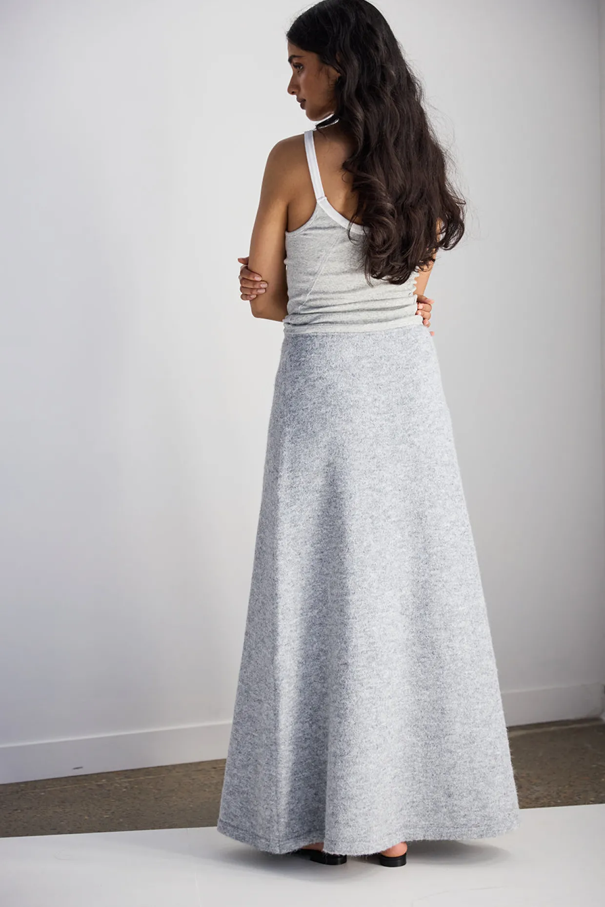 Lya Knit Maxi Skirt Grey Marle
