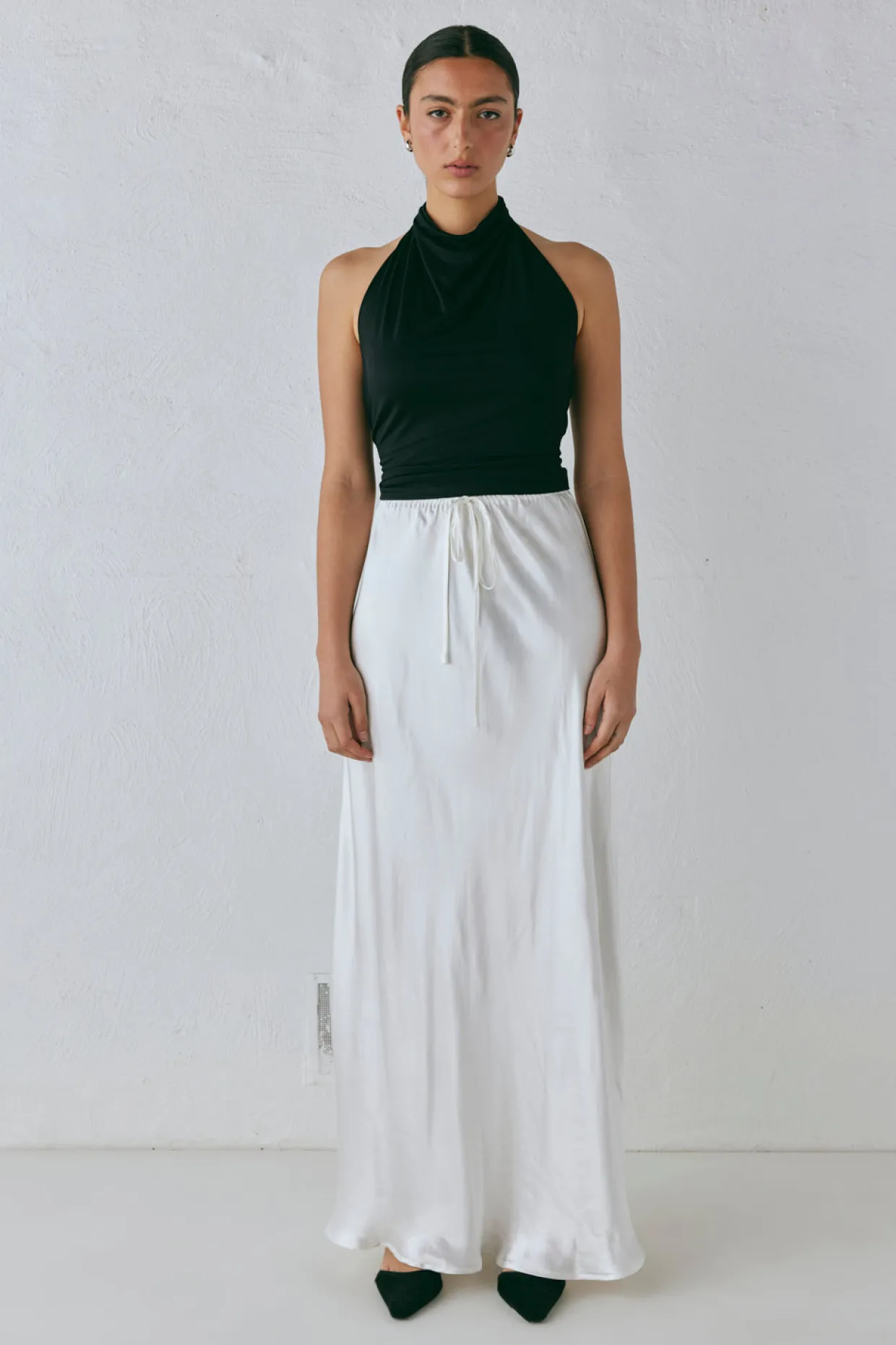 Lyla Satin Maxi Skirt White
