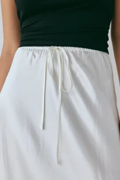 Lyla Satin Maxi Skirt White