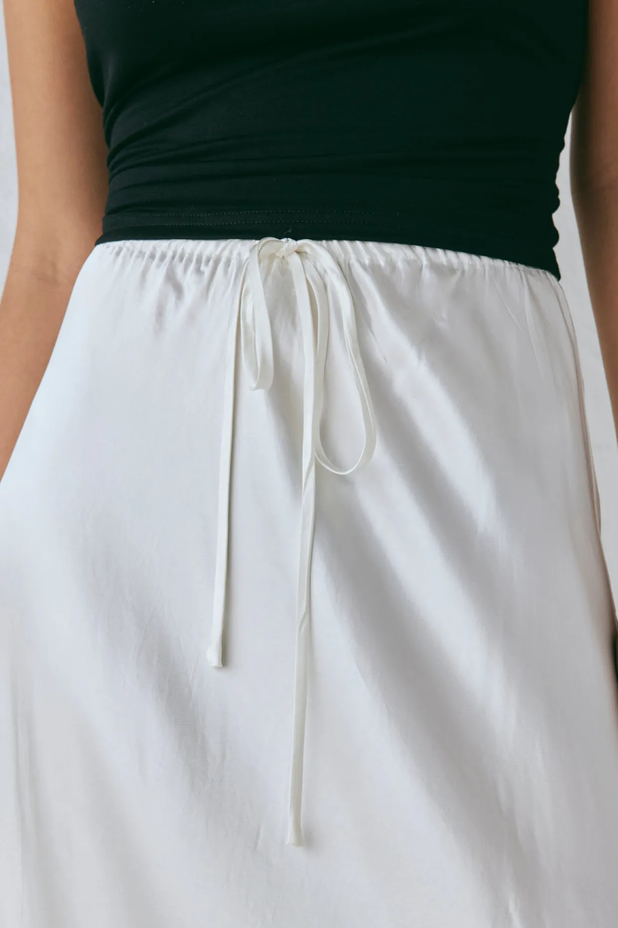Lyla Satin Maxi Skirt White