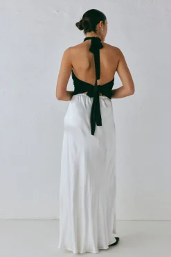 Lyla Satin Maxi Skirt White