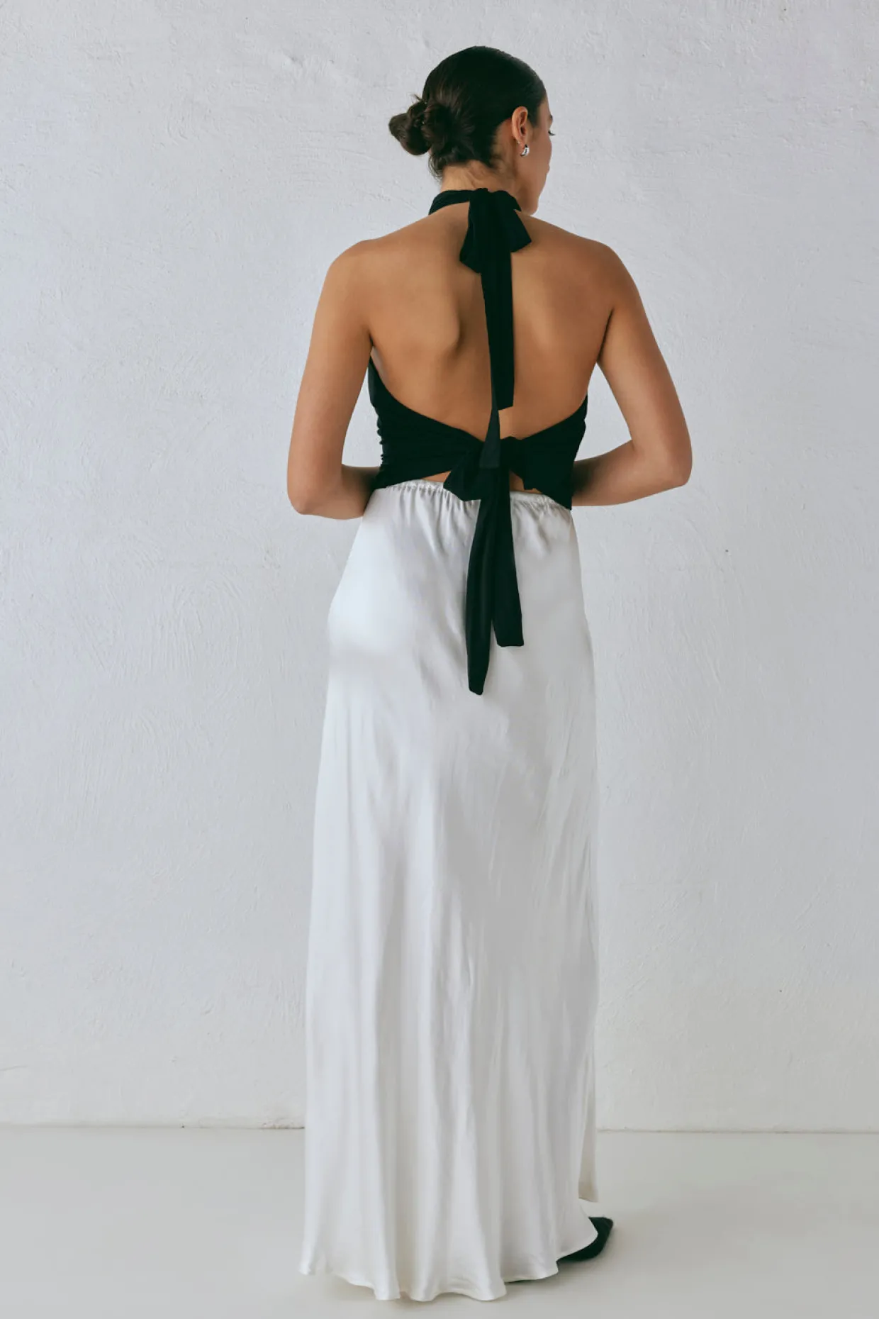 Lyla Satin Maxi Skirt White