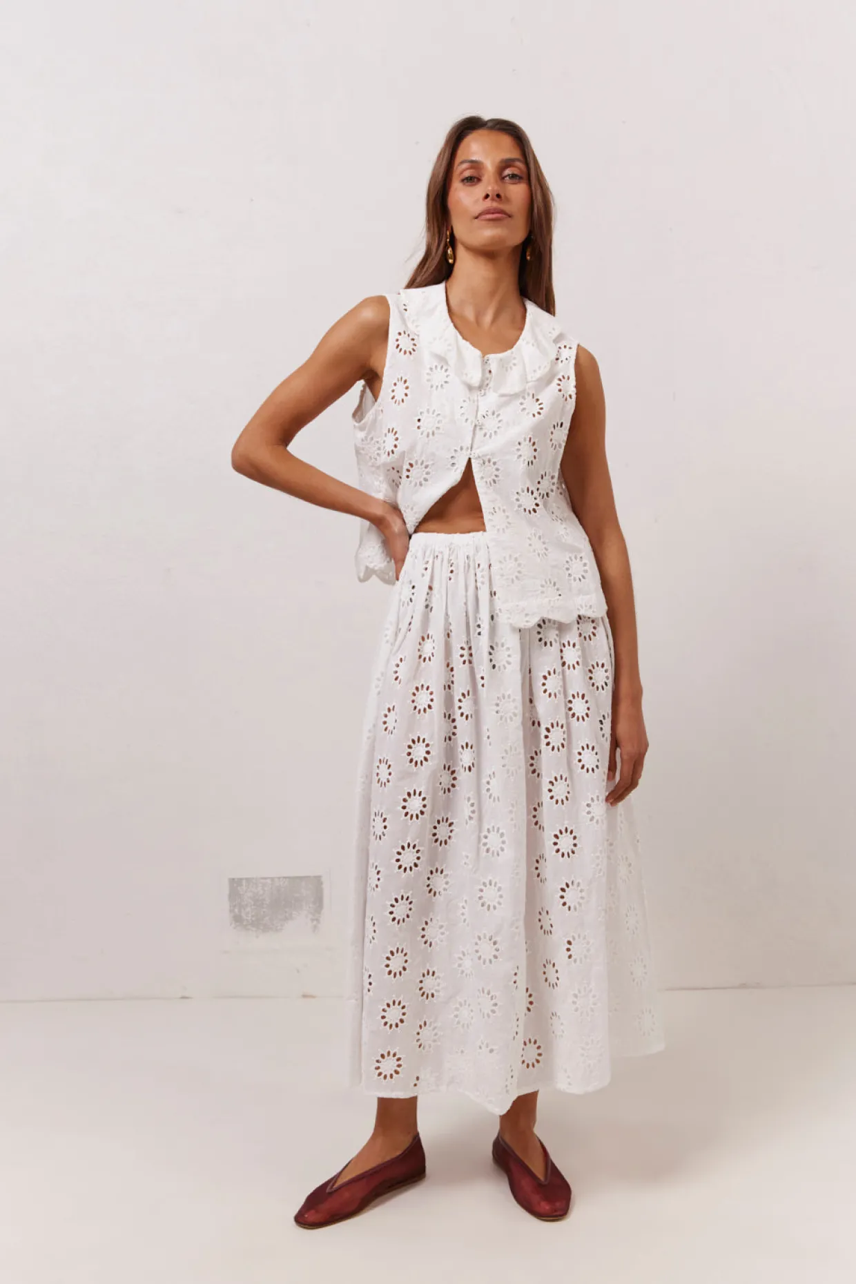 Maisie Midi Skirt Anglaise