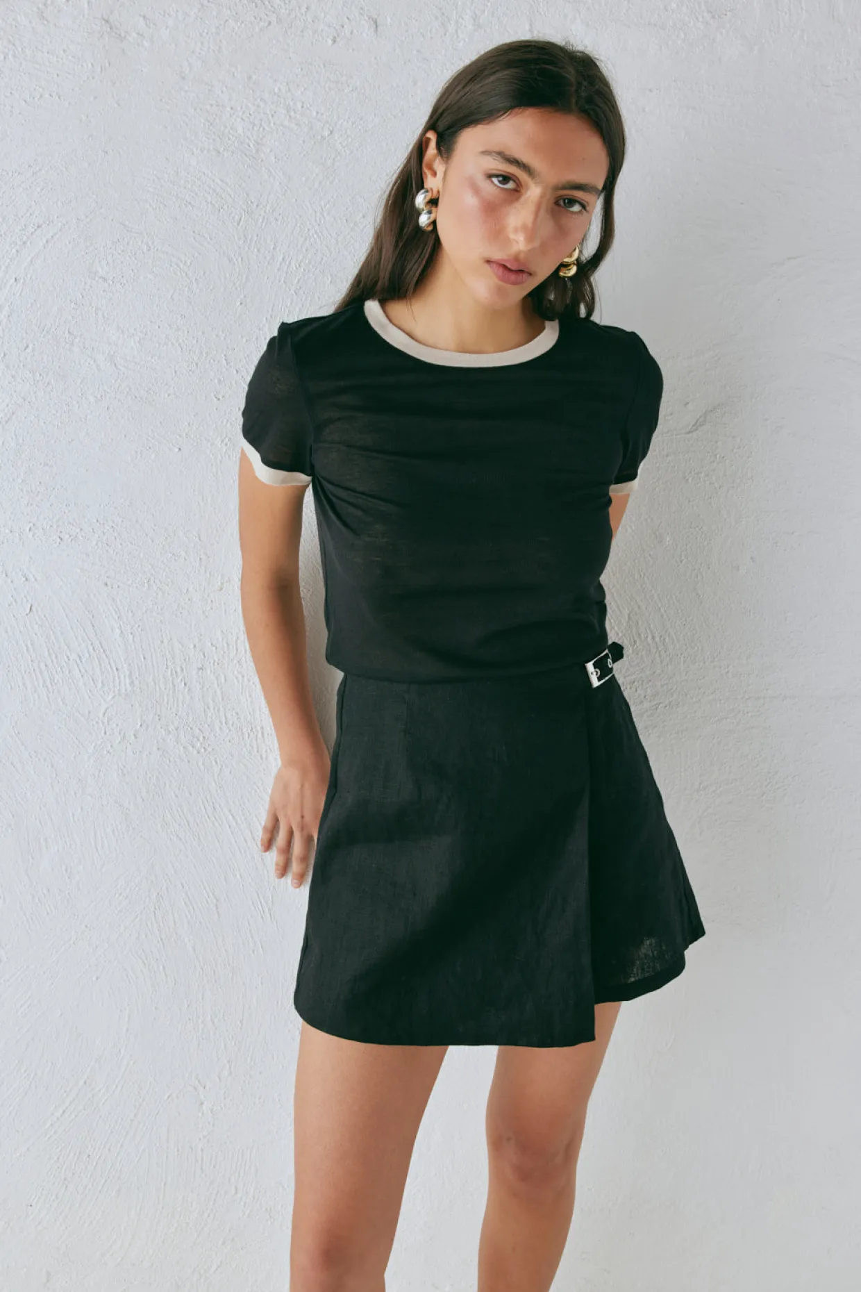Matteo Linen Skort Black