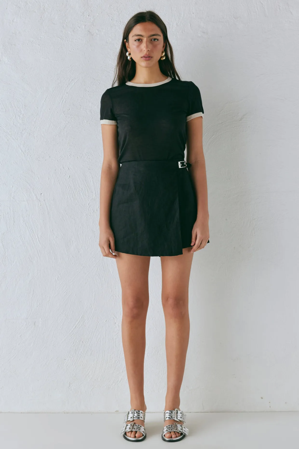 Matteo Linen Skort Black