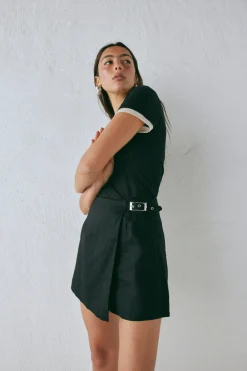 Matteo Linen Skort Black