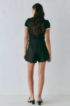 Matteo Linen Skort Black