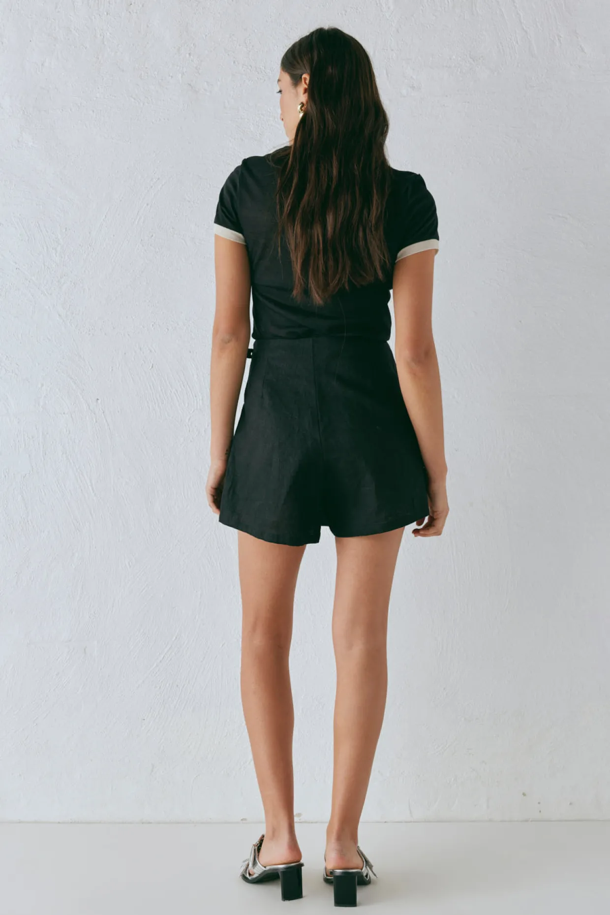 Matteo Linen Skort Black