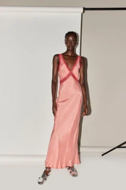 Meet Me On The Dance Floor Bias Cut Maxi Dress Coral