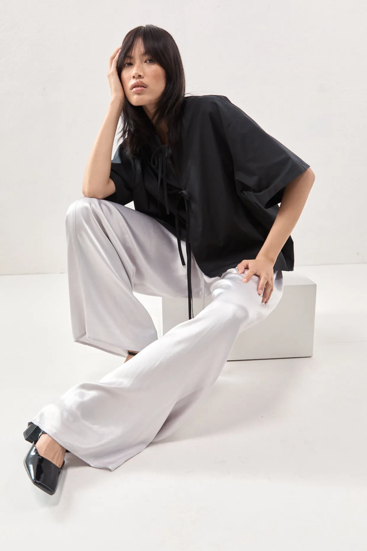 Merci Satin Pants Silver