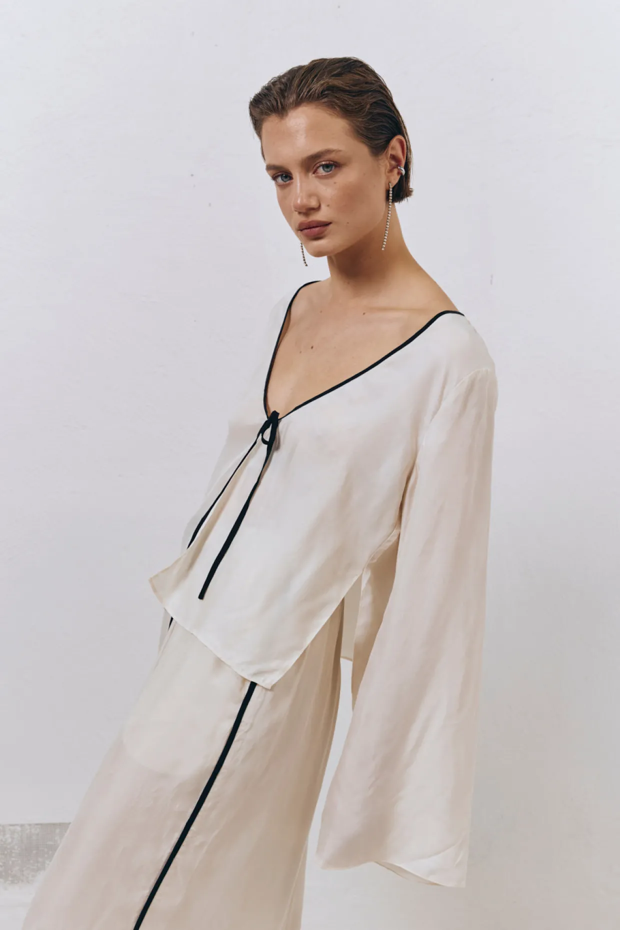 Moonscapes Tie Front Top Cream