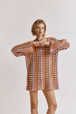 Myra Crochet Mini Dress Apricot
