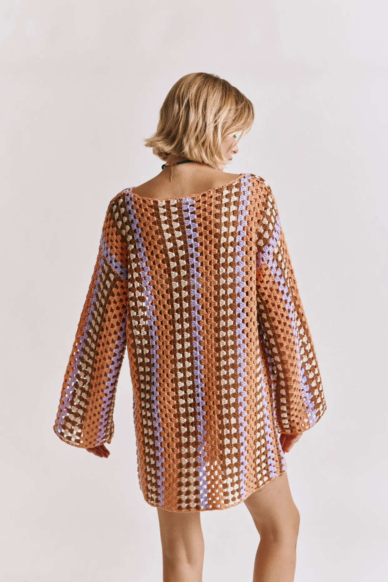 Myra Crochet Mini Dress Apricot