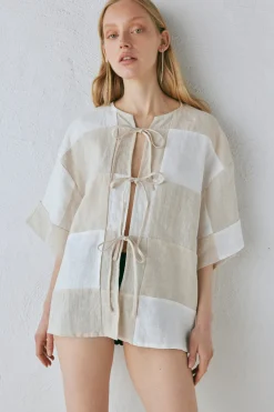 Naomi Linen Smock Top Natural