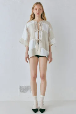 Naomi Linen Smock Top Natural