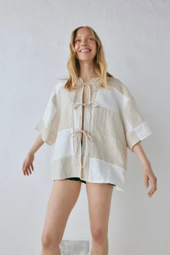 Naomi Linen Smock Top Natural