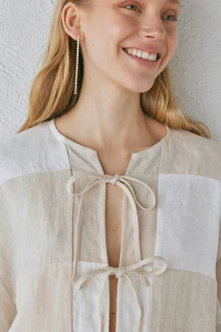 Naomi Linen Smock Top Natural