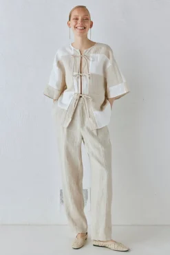 Naomi Linen Smock Top Natural