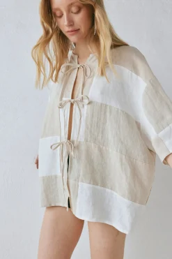 Naomi Linen Smock Top Natural