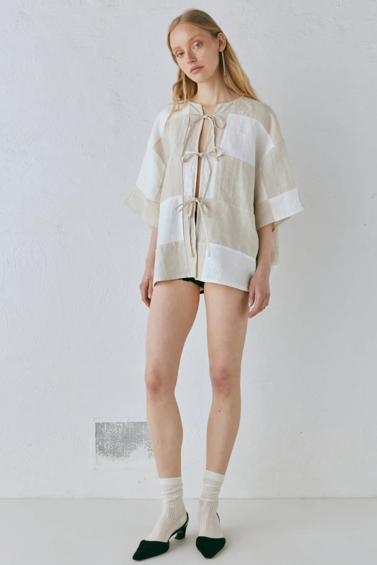 Naomi Linen Smock Top Natural