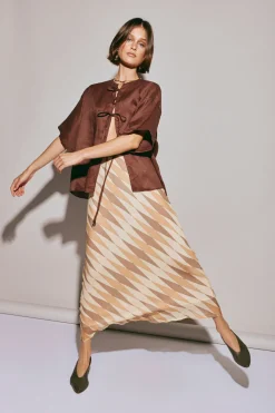 Naomi Linen Smock Top Umber