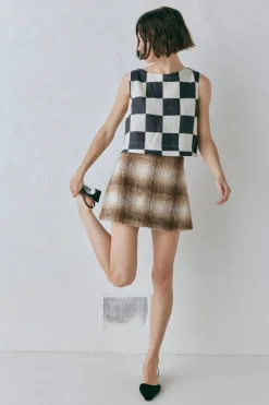 Naya Linen Top Check