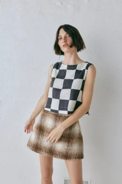 Naya Linen Top Check